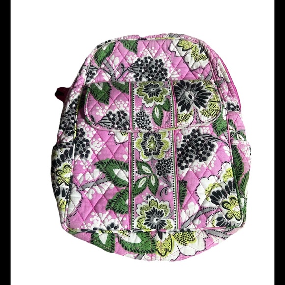 Floral Pink Quilted Backpack - Picture 1 of 5